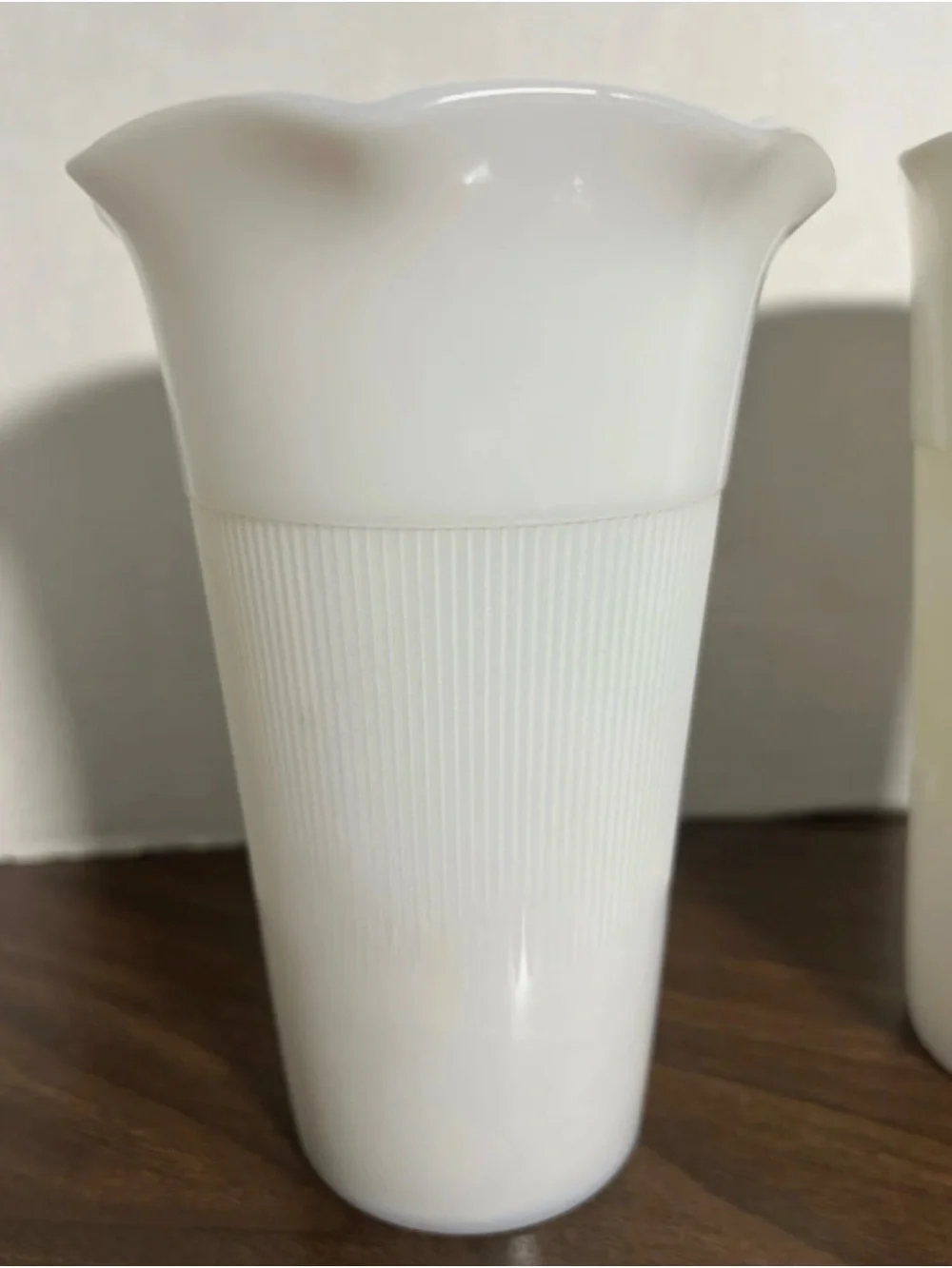White Milk Glass Vases - Set of 2